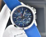 Replica Longines Chronograph Blue Face Silver Case Quartz Watch